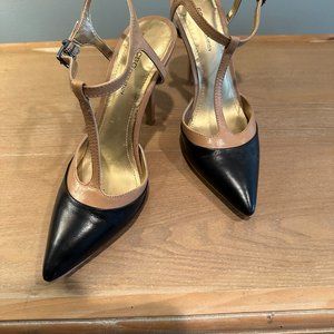 BCBG Leather Two-Toned T-Strap heels Size 6